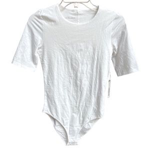Everlane The Short Sleeve Crew Neck Bodysuit White Size Small